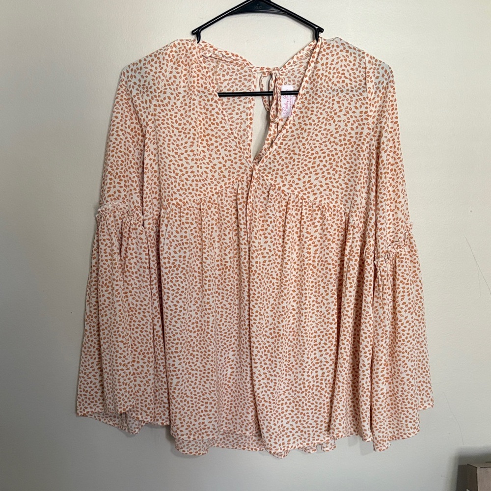 Pink Lily Blush and White Patterned Blouse